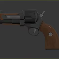 Modern 3D Rendered Revolver Pistol With Black Metal Body And Brown Wooden Grip