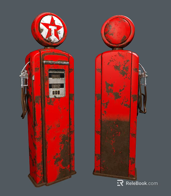 Vintage Red Public Fuel Pumps With Rustic Design And Classic Features 3d model 