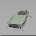 Light Green Unique Car With Streamlined Body And Paddle Design On Dark Background 3d model