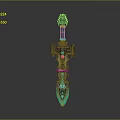 Fantasy Sword With Ornate Hilt Glowing Blue Blade And Crystal Accents 3d model