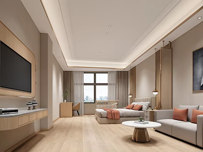 Modern Minimalist Living Room Interior With Sofa TV Unit And Coffee Table 3d model