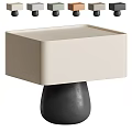 Modern Beige Nightstand With Black Textured Base Square Top And Smooth Surface Design 3d model