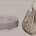 Stylish Woven Hanging Single Chair With Round Tassel Cushion Design