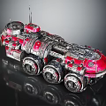Space Exploration Red And Silver Mars Rover With Antennas Wheels And Circular Modules 3d model