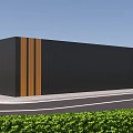 Modern Car Showroom Exterior Featuring Glass Windows Wooden Stripes And Displayed Cars With Green Plants