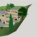 Modern Detached Villa Exterior With Terrace Outdoor Seating Greenery And Glass Windows