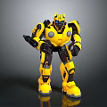 Yellow Sci Fi Robot Character With Blue Eyes And Mechanical Design Standing Pose