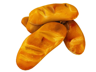 Freshly Baked Bread With Golden Crust And Soft Interior Texture 3d model