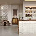 Minimalist Dining Room With Wooden Furniture Pendant Lights And Plants