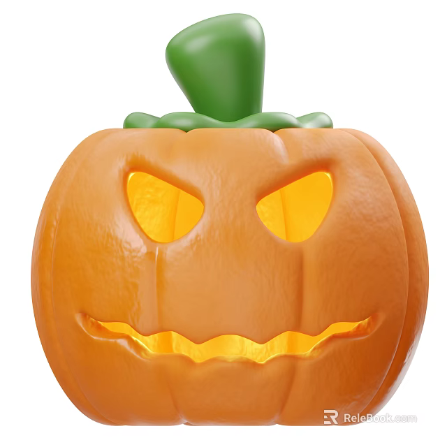 Illuminated Pumpkin Shaped Decorative Ornament Set with Glowing Face for Halloween Decoration 3d model 