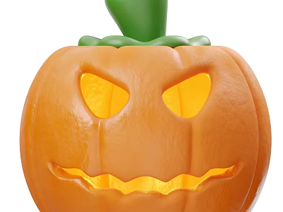 Illuminated Pumpkin Shaped Decorative Ornament Set with Glowing Face for Halloween Decoration 3d model