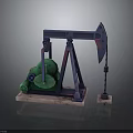 Industrial Oil Pump Jack Equipment With Steel Frame Green Motor And Concrete Base