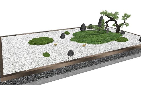 New Chinese style landscape sketch rockery waterscape dry landscape 3d model