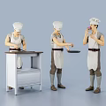 Men Wearing Chef Hats and Aprons Preparing Food Cutting Ingredients Holding Pan and Tasting