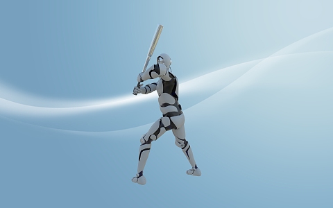 Modern robots play baseball robots 3d model