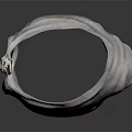 Textured Fabric Pouch In Light Gray With Folded Top And Knot Detail