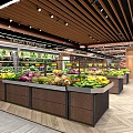 Supermarket Grocery Fresh Produce Display With Colorful Fruits Vegetables And Shelves Layout