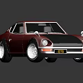 Red Vintage Sports Car With Two Door Design Black Hood And White Wheels