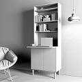 Modern Bookshelf Design With White Cabinet Wooden Door And Open Shelves For Books Decorations