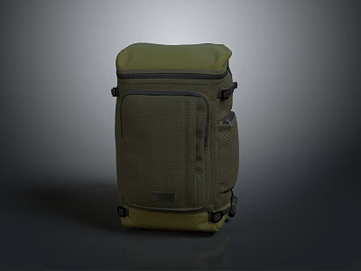 Practical Khaki Green Backpack With Multiple Pockets And Zipper Design For Daily Use 3d model