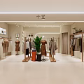 Fashionable Clothing Store Interior With Mannequins Various Apparel And Decorative Plants