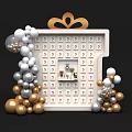 Interactive Zone Featuring White Lottery Board With Golden Bow And Balloons Decoration