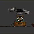 Vintage Rotary Dial Telephone With Wooden Base And Metal Receiver Cord