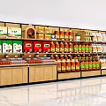 Store Display Shelves Featuring Multi Layer Racks With Assorted Food And Beverage Products 3d model