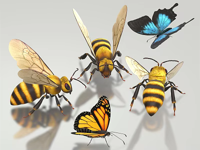 Modern bee insect bee butterfly 3d model