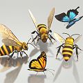 Modern bee insect bee butterfly 3d model