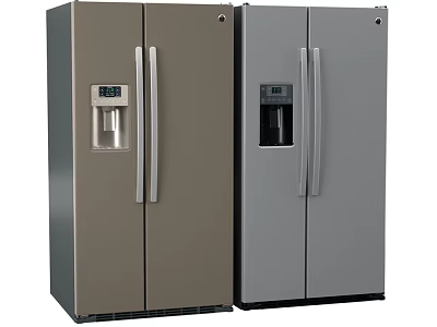 Modern Side by Side Refrigerators With Water Dispenser And Different Color Finishes 3d model