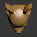 Golden Shiny Chihuahua Head Sculpture With Reflective Surface And Artistic Design