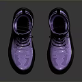 Fashionable Shiny Purple Leather Boots With Black Laces And Thick Soles