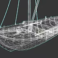 Traditional Wooden Sailboat Model With Mast Rigging And Hull Details
