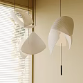 Modern Decorative White Shell Shaped Chandeliers Hanging In Interior With Window Blinds 3d model