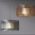 Modern Style Metal Chandelier With Vertical Stripe Design For Home Lighting