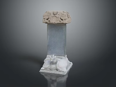 Ancient Stone Weapon With Intricate Carved Top Ornament And Animal Base Design 3d model