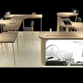 Modern Bar Counter Layout With Wooden Tabletop And Multiple Seating Chairs