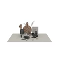 Stylish Kitchen Utensils With Wooden Cutting Board Spoons Black Mugs And Dried Plants