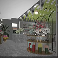 Elegant Restaurant Interior With Green Leaf Shaped Ceiling Pendant Lights Tables Chairs And Plants
