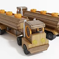 Electric Toy Wooden Oil Tanker Trucks With Orange Tops Black Wheels And Yellow Headlights