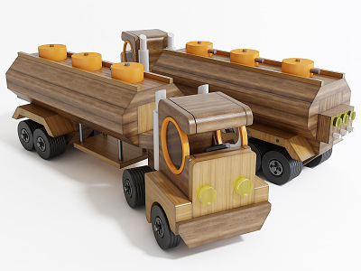 Modern toy car children building blocks wooden toy car solid wood toy truck 3d model