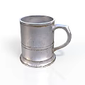 Vintage Silver Metal Mug With Handle And Textured Surface For Daily Use