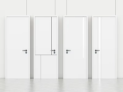 Modern swing door interior door combination bedroom door simple line door 3d model