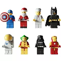Lego Character Dolls Featuring Various Iconic Figures Like Superheroes Santa And Astronaut