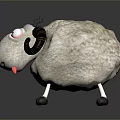 Cartoon Style Fluffy Sheep With Curled Horns Big Eyes And Sticking Tongue
