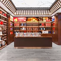 Spacious Tobacco and Liquor Store Interior with Shelves Full of Alcohol and Tobacco Products
