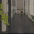 Spacious Modern Corridor With Wooden Elements Shoji Doors And Lighting Fixtures