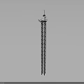 Tall Steel Lattice Tower Structure With Antenna And Industrial Communication Equipment