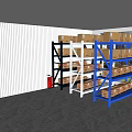 Heavy Duty Storage Racks In Blue White Black With Labeled Cardboard Boxes